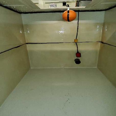 Cleaned and disinfected cold water storage tank at student accommodation building