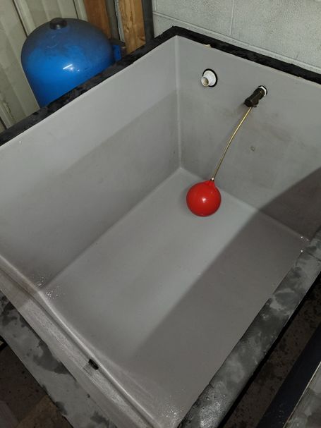 Commercial tank chlorination procedure underway